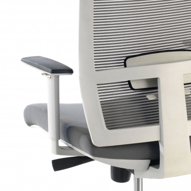 ergonomische bureaustoel wit grijs witte structuur netstof mesh 1d verstelbare armleuningen lumbale steun 7