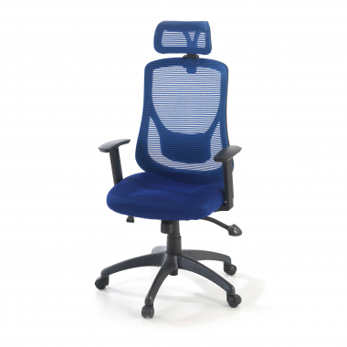 bureaustoel blauw lake netstof mesh 1d verstelbare armleuningen lumbale steun hoofdsteun 8