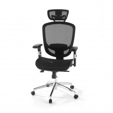 bureaustoel zwart flex netstof mesh beweegbare armleuningen lumbale steun hoofdsteun 6