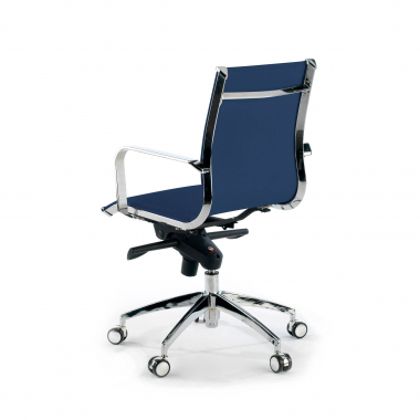 directiestoel blauw chroomstructuur kunstleer kunstleder vaste armleuningen 8