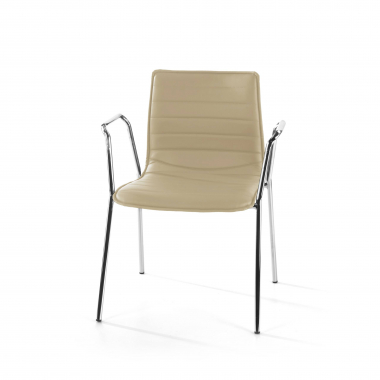 bezoekersstoel beige met armen kunstleder vaste armleuningen 8