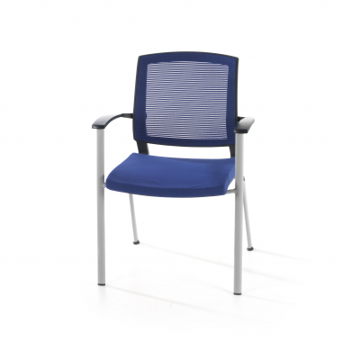 bezoekersstoel blauw adam netstof mesh vaste armleuningen 8