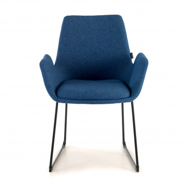 vergaderstoel blauw structuur sledeframe stof vaste armleuningen 3