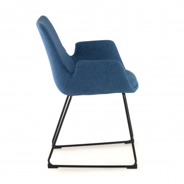 vergaderstoel blauw structuur sledeframe stof vaste armleuningen 6