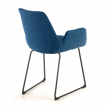 vergaderstoel blauw structuur sledeframe stof vaste armleuningen 7