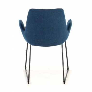 vergaderstoel blauw structuur sledeframe stof vaste armleuningen 8