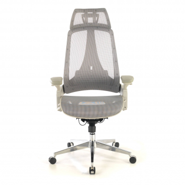 ergonomische bureaustoel wit grijs thunder netstof mesh 3d verstelbare armleuningen lumbale steun hoofdsteun 5