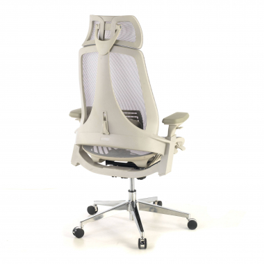 ergonomische bureaustoel wit grijs thunder netstof mesh 3d verstelbare armleuningen lumbale steun hoofdsteun 7