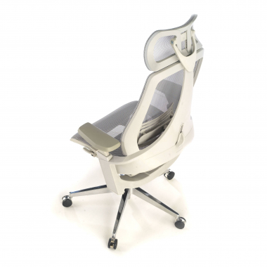 ergonomische bureaustoel wit grijs thunder netstof mesh 3d verstelbare armleuningen lumbale steun hoofdsteun 10