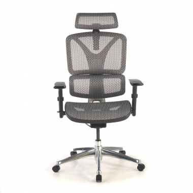 ergonomische bureaustoel grijs focus netstof mesh 3d verstelbare armleuningen lumbale steun 5