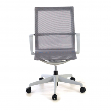 design bureaustoel wit grijs zwarte structuur netstof mesh vaste armleuningen 3