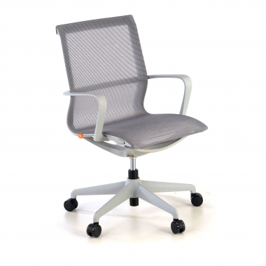 design bureaustoel wit grijs zwarte structuur netstof mesh vaste armleuningen 1