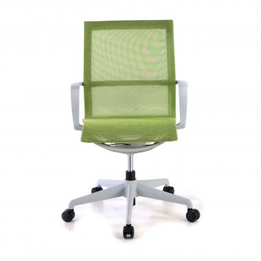 design bureaustoel wit groen zwarte structuur netstof mesh vaste armleuningen 3