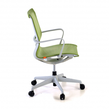 design bureaustoel wit groen zwarte structuur netstof mesh vaste armleuningen 4