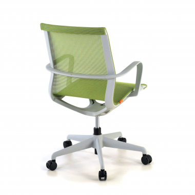 design bureaustoel wit groen zwarte structuur netstof mesh vaste armleuningen 7