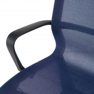 bureaustoel blauw witte structuur netstof mesh vaste armleuningen 7