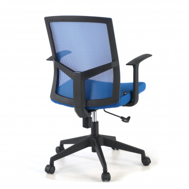 draaistoel blauw bureaustoel netstof mesh vaste armleuningen lumbale steun 7