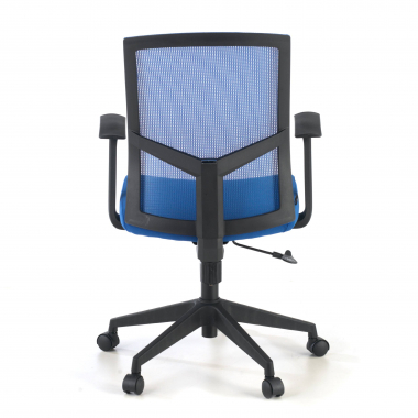 draaistoel blauw bureaustoel netstof mesh vaste armleuningen lumbale steun 6