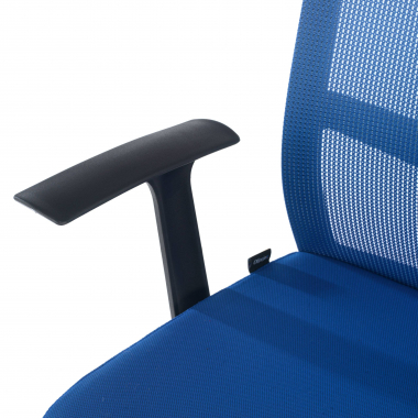 draaistoel blauw bureaustoel netstof mesh vaste armleuningen lumbale steun 5
