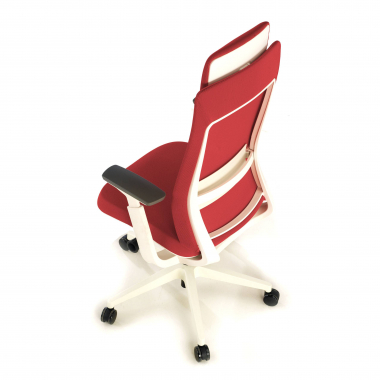 ergonomische bureaustoel wit rood witte structuur stof 3d verstelbare armleuningen 7