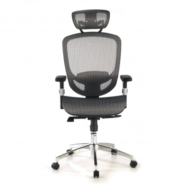 bureaustoel grijs flex netstof mesh beweegbare armleuningen lumbale steun hoofdsteun 3