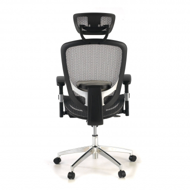 bureaustoel grijs flex netstof mesh beweegbare armleuningen lumbale steun hoofdsteun 6