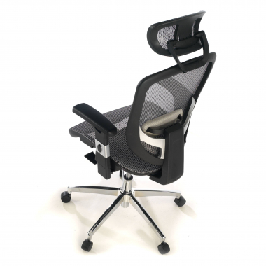 bureaustoel grijs flex netstof mesh beweegbare armleuningen lumbale steun hoofdsteun 8
