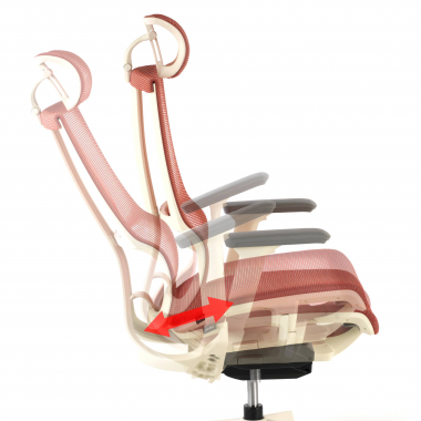 ergonomische bureaustoel wit rood witte structuur netstof mesh 3d verstelbare armleuningen dubbele lumbale steun hoofdsteun 8