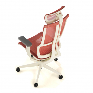 ergonomische bureaustoel wit rood witte structuur netstof mesh 3d verstelbare armleuningen dubbele lumbale steun hoofdsteun 10