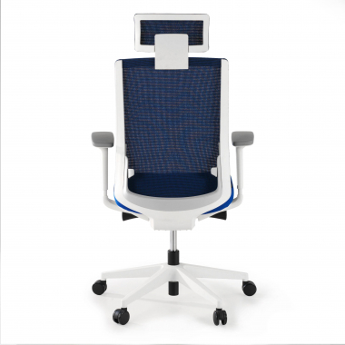 bureaustoel wit blauw boston netstof mesh 3d verstelbare armleuningen hoofdsteun 7