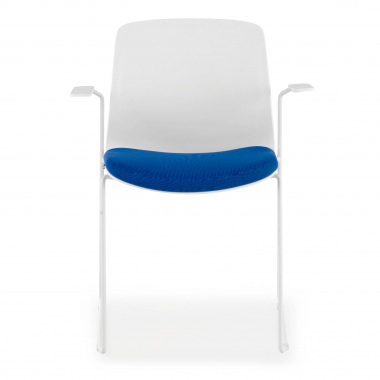 vergaderstoel wit blauw stoel met armleuningen stof vaste armleuningen 3