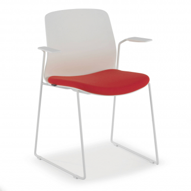 vergaderstoel wit rood stoel met armleuningen stof vaste armleuningen 1