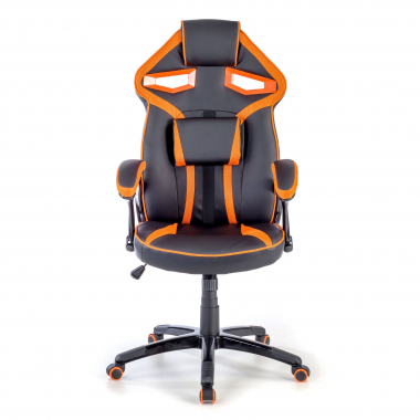gamestoel oranje ecokunstleer kunstleder vaste armleuningen 3