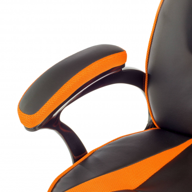 gamestoel oranje ecokunstleer kunstleder vaste armleuningen 4
