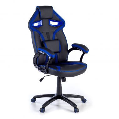 gamestoel blauw ecokunstleer kunstleder vaste armleuningen 1