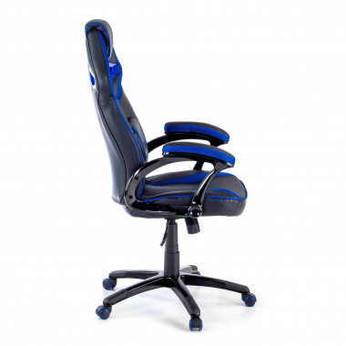 gamestoel blauw ecokunstleer kunstleder vaste armleuningen 7