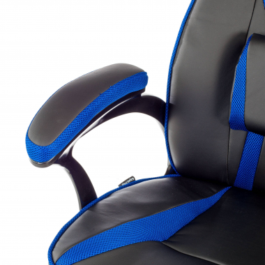 gamestoel blauw ecokunstleer kunstleder vaste armleuningen 4
