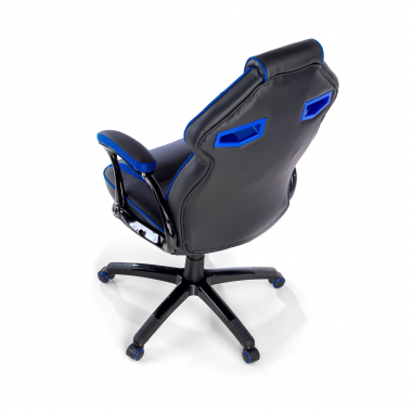 gamestoel blauw ecokunstleer kunstleder vaste armleuningen 6