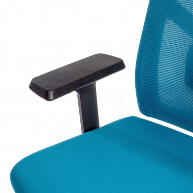 bureaustoel blauw zwarte structuur netstof mesh 1d verstelbare armleuningen lumbale steun hoofdsteun 7