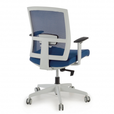 ergonomische bureaustoel wit blauw witte structuur netstof mesh 1d verstelbare armleuningen lumbale steun 8
