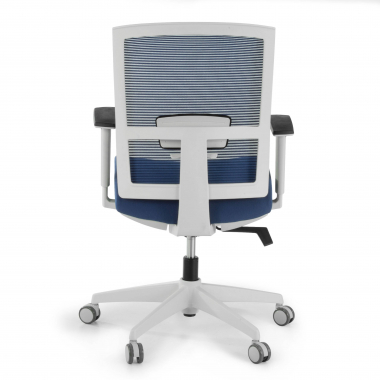ergonomische bureaustoel wit blauw witte structuur netstof mesh 1d verstelbare armleuningen lumbale steun 6