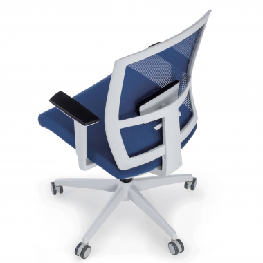 ergonomische bureaustoel wit blauw witte structuur netstof mesh 1d verstelbare armleuningen lumbale steun 9