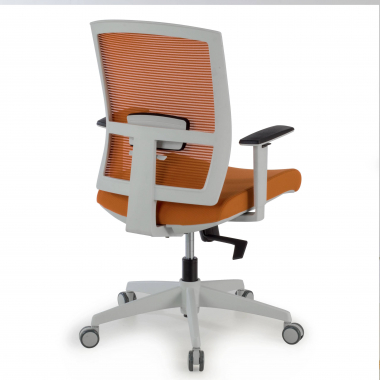ergonomische bureaustoel wit oranje witte structuur netstof mesh 1d verstelbare armleuningen lumbale steun 8