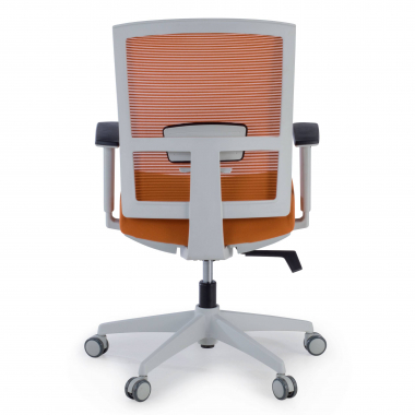 ergonomische bureaustoel wit oranje witte structuur netstof mesh 1d verstelbare armleuningen lumbale steun 6