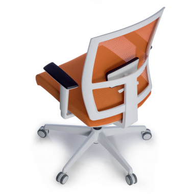 ergonomische bureaustoel wit oranje witte structuur netstof mesh 1d verstelbare armleuningen lumbale steun 9