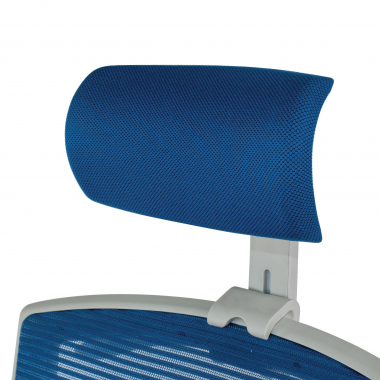 ergonomische bureaustoel wit blauw witte structuur hoofdsteun netstof mesh 1d verstelbare armleuningen lumbale steun hoofdsteun 5