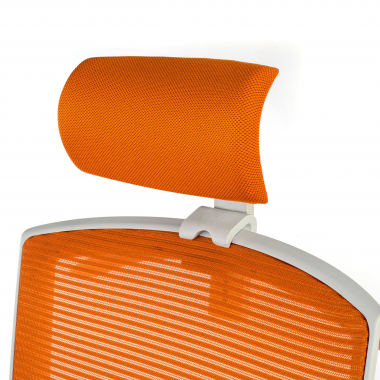 ergonomische bureaustoel wit oranje witte structuur hoofdsteun netstof mesh 1d verstelbare armleuningen lumbale steun hoofdsteun 8