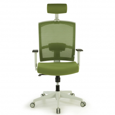 ergonomische bureaustoel wit groen witte structuur hoofdsteun netstof mesh 1d verstelbare armleuningen lumbale steun hoofdsteun 4