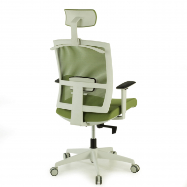 ergonomische bureaustoel wit groen witte structuur hoofdsteun netstof mesh 1d verstelbare armleuningen lumbale steun hoofdsteun 8