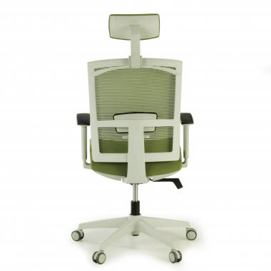ergonomische bureaustoel wit groen witte structuur hoofdsteun netstof mesh 1d verstelbare armleuningen lumbale steun hoofdsteun 6